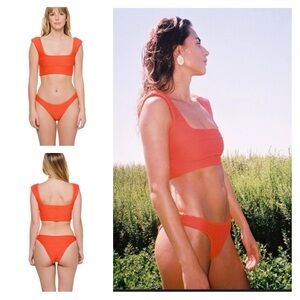 Mara Hoffman Raina Ruched Bikini Top Orange 3X